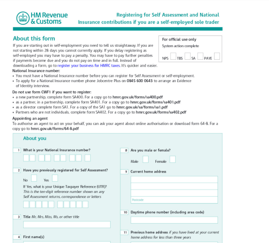 Registering for Self Assessment and National Insurance